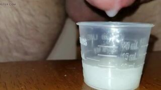 Extreme Closeup Huge Thick Load of Cum Edged Out Into Cup and Swallowed