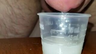 Extreme Closeup Huge Thick Load of Cum Edged Out Into Cup and Swallowed