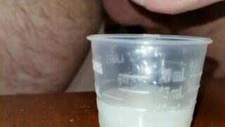 Extreme Closeup Huge Thick Load of Cum Edged Out Into Cup and Swallowed