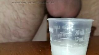 Extreme Closeup Huge Thick Load of Cum Edged Out Into Cup and Swallowed