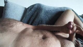 Nice jerk and cumshot in the livingroom