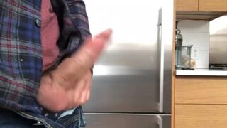 Ejaculation in the kitchen before dinner makes the boy more aroused.