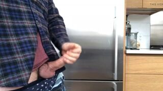 Ejaculation in the kitchen before dinner makes the boy more aroused.