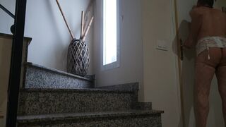 In Lingerie Opening the Door of the House - 12 image