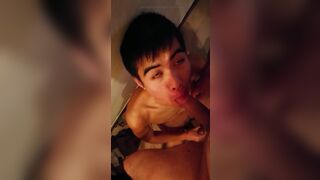 German western man feed his big cock to Hong Kong slut asian in hotel room to blow