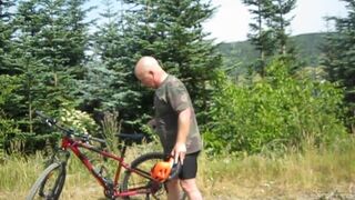 Crazy mountain biker