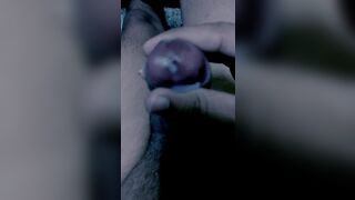 Big black cock masturbating in washroom.