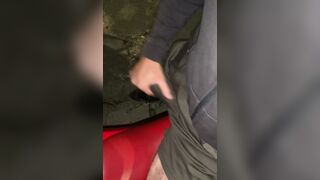 Huge biker dick on the street at night - 1 image