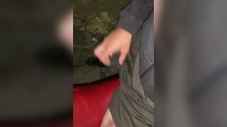 Huge biker dick on the street at night