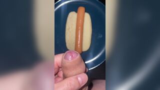 Huge watery cumshot on hotdog - 9 image