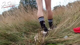 Asian Gay Twink Have Fun Outdoor with a Plug in His Delicate Ass Hole and Cums on His Polo Shirt and Arm - 13 image