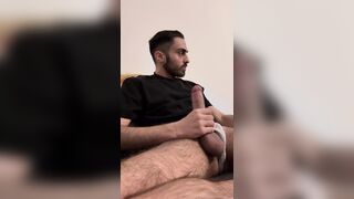Hairy guy jerking off big cock