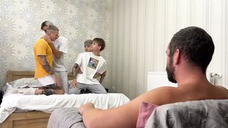 Daddy and Student with a Big Cock Fucked Sweet Twinks and Cumshot