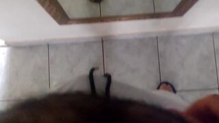 massage my cock using white shorts, maybe you can see the head of my cock