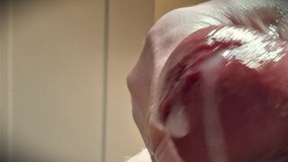 White cock is stroked to climax