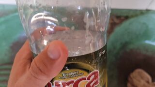 Malleable stick in the disinfectant bottle of the inexperienced straight slave. - 14 image