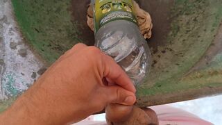 Malleable stick in the disinfectant bottle of the inexperienced straight slave. - 7 image