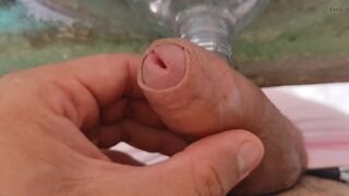 Malleable stick in the disinfectant bottle of the inexperienced straight slave. - 8 image