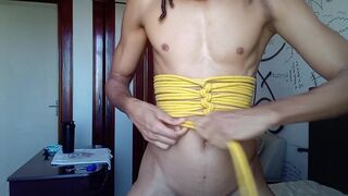 Rope corset tutorial. How to make a simple corset out of rope. Shibari self tie. (bondage)