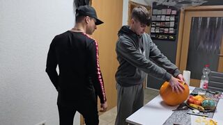 Gay Boys Have Fun: We Fuck the Halloween Pumpkin and Cum on It - 14 image