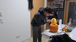 Gay Boys Have Fun: We Fuck the Halloween Pumpkin and Cum on It - 15 image