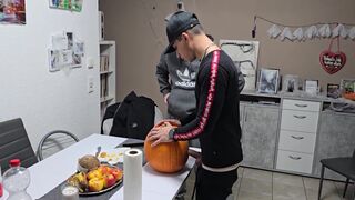 Gay Boys Have Fun: We Fuck the Halloween Pumpkin and Cum on It