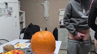 Gay Boys Have Fun: We Fuck the Halloween Pumpkin and Cum on It