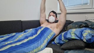 Morning masturbation of a simple guy in a simple bedroom