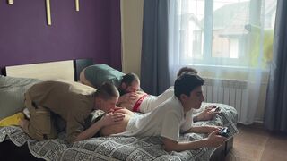 Together with My Stepfather, I Fuck My Console-playing Friends