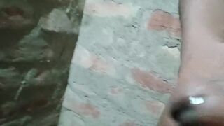 Gay guy spanking his cock in the bathroom