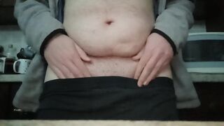 Fatman touch his tiny cock in the kitchen - 3 image