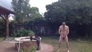 Naked in my backyard and masturbating and exhibition