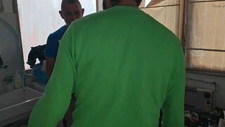 Old Mature Hung Big Cock Repairman Is Fixing the Washmachine for a Horny Couple