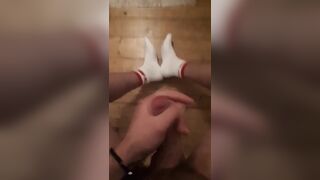 secret wank at night massive cumshot on my socks and the floor
