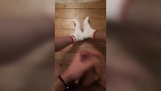 secret wank at night massive cumshot on my socks and the floor