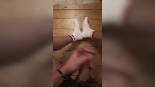 secret wank at night massive cumshot on my socks and the floor