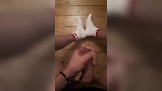 secret wank at night massive cumshot on my socks and the floor