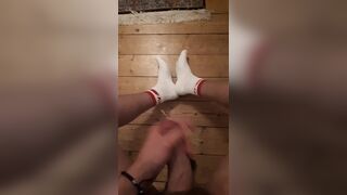 secret wank at night massive cumshot on my socks and the floor