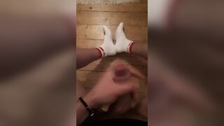 secret wank at night massive cumshot on my socks and the floor