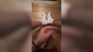 secret wank at night massive cumshot on my socks and the floor