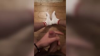 secret wank at night massive cumshot on my socks and the floor