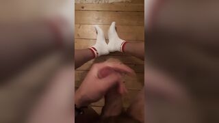 secret wank at night massive cumshot on my socks and the floor