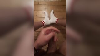 secret wank at night massive cumshot on my socks and the floor