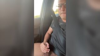 German twink boy jerks off in moving car and cums - 5 image
