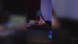 Kinky BottomBoy hard double-penetration his Asshole with 2 big Dildos and 1 huge Monsterdildo