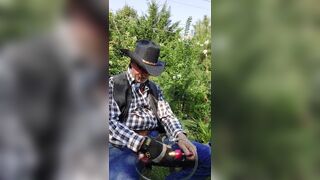 Cowboy dad on break and pumping his cock - 10 image