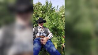 Cowboy dad on break and pumping his cock - 7 image