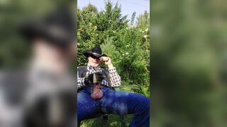 Cowboy dad on break and pumping his cock - 9 image