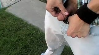 Kinky twink pissing and jerking off with his gay friends - 3 image