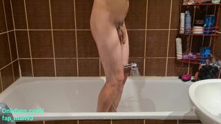 Hot shower with masturbation of my cock. I was too tired after work so I couldnt reach orgasm 4K - 4 image